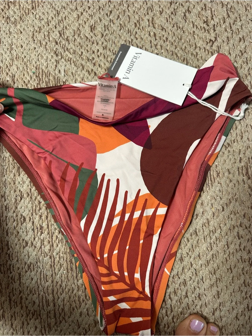 High-Waist Tropical Print Bikini Bottom - Vitamin A for Target